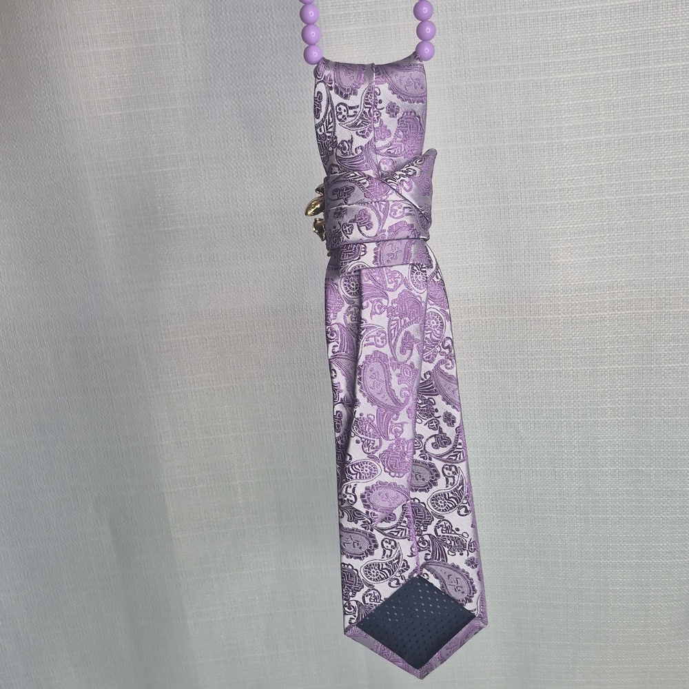 Handcrafted Luxury Fashion Necktie Necklace ๐ฟ (PURPLE - LICIOUS) - Picture 12 of 14